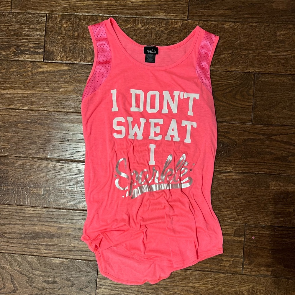 “I Don’t Sweat, I Sparkle” Pink Tank Top